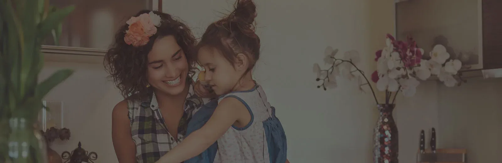 Mom and daughter laughing